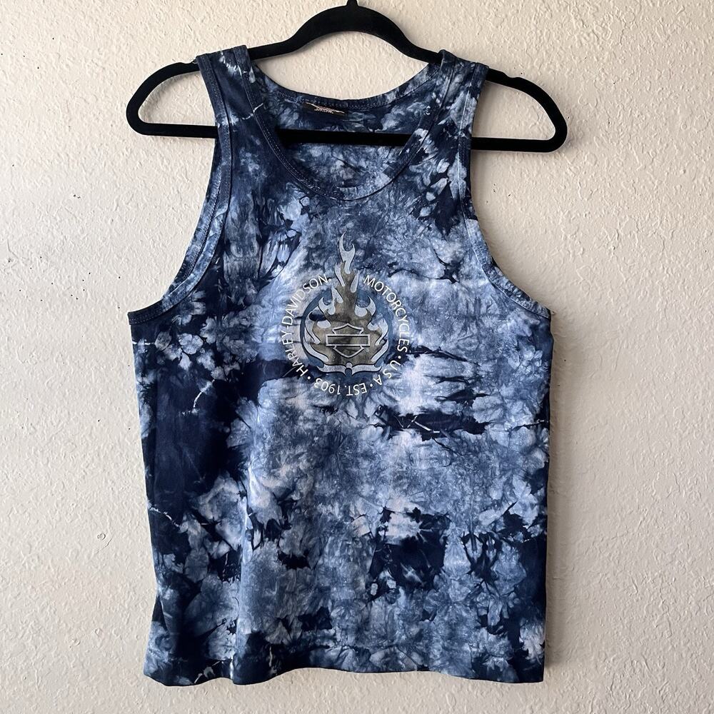 Motor Harley Davidson Cycles Tank Top Tie Dye Cotton Sleeveless Shirt Size 14-16